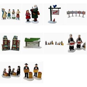 Vintage Dept 56 Mixed Lot Heritage Snow Figurines Signs Ornaments Collectible